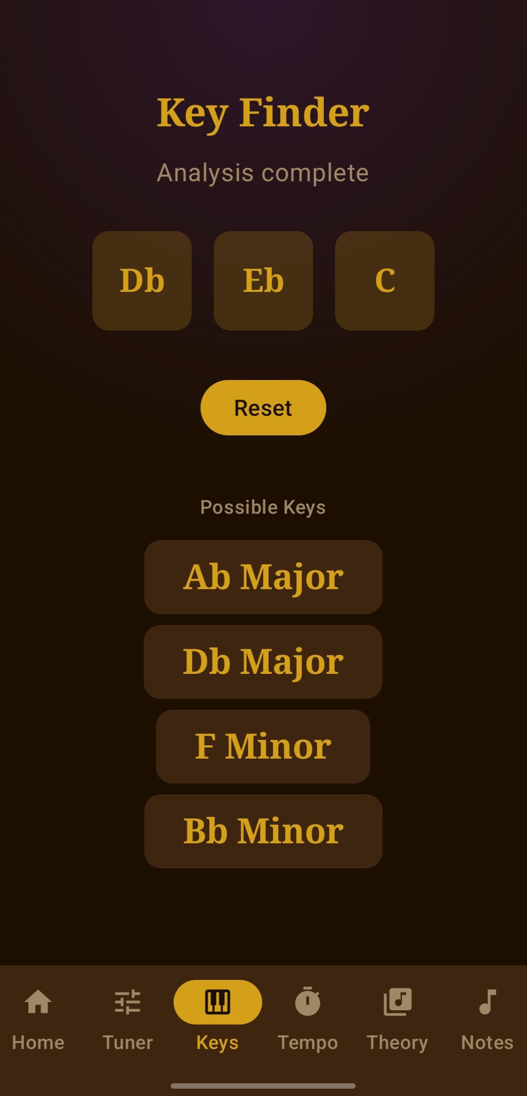 Key finder screen